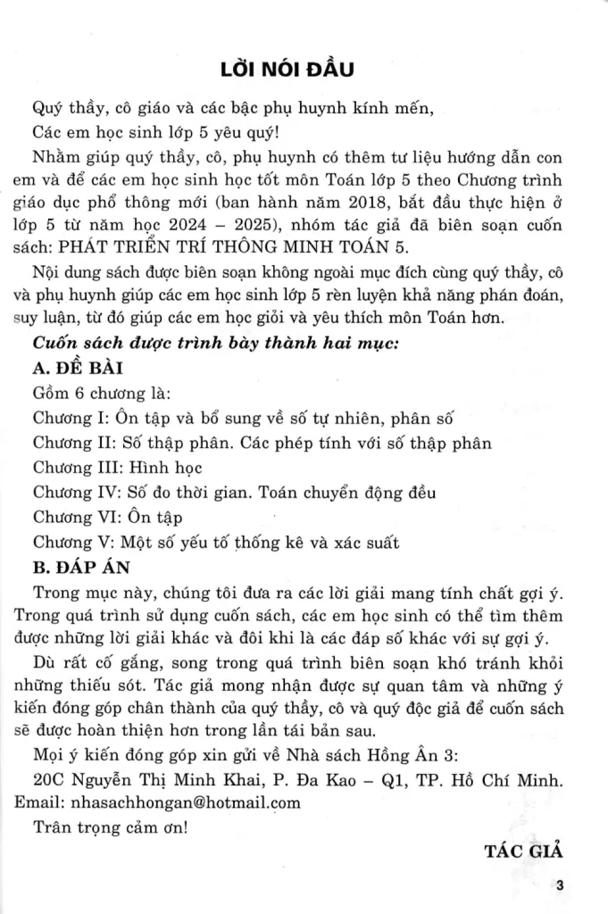 PHÁT TRIỂN TRÍ THÔNG MINH TOÁN LỚP 5 (Dùng chung cho các bộ SGK hiện hành)